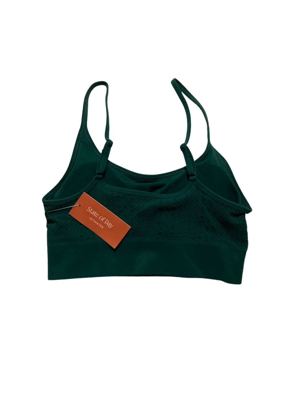 STATE OF DAY Seamless Cable-Knit Bralette GREEN S