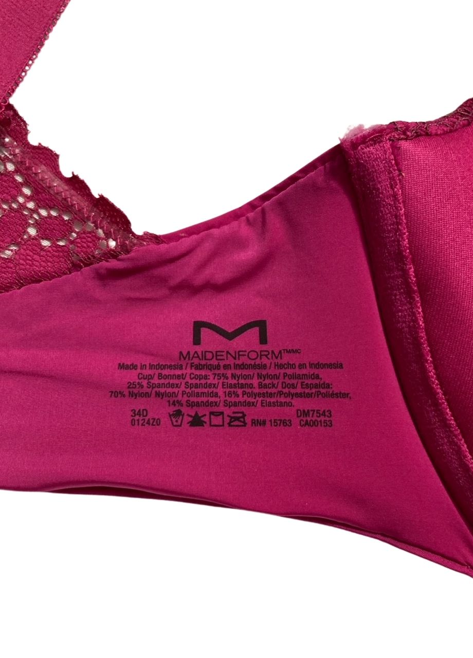 MAIDENFORM One Fabulous Fit 2.0 Tailored Demi T-Shirt Bra FRESH BERRY 34D