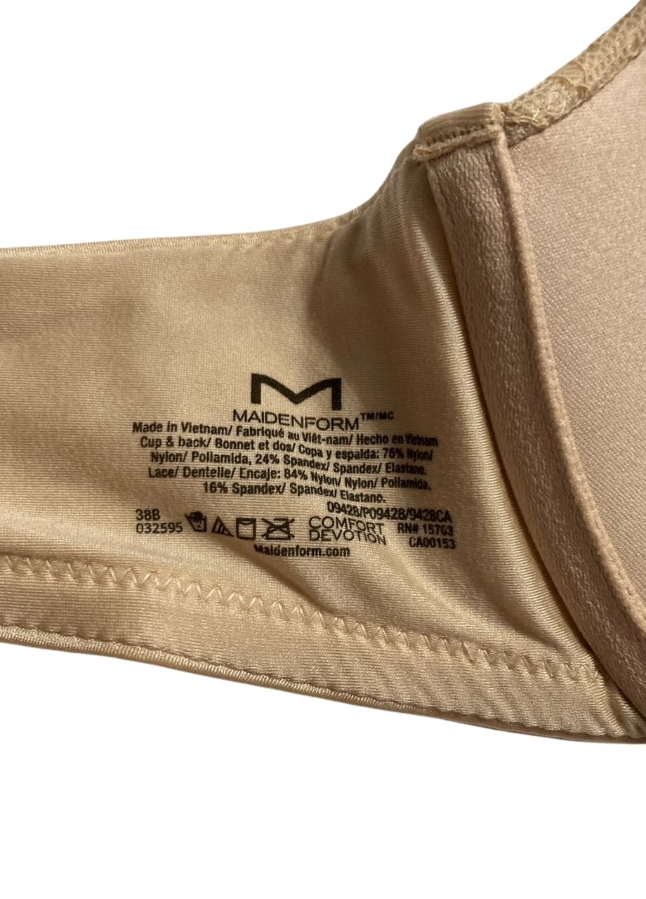 MAIDENFORM Natural Boost Demi Push-Up T-Shirt Bra LATTE LIFT 38B