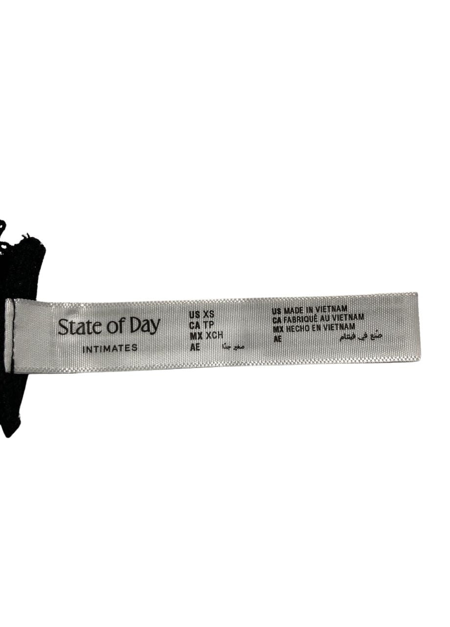 STATE OF DAY Cotton Blend Lace-Trim Thong Underwear BLACK XS