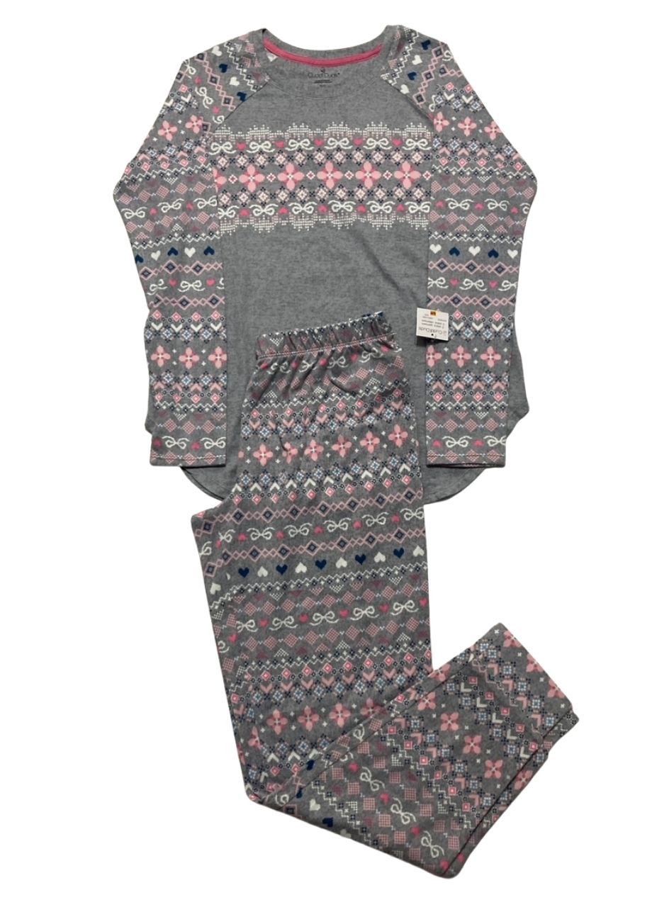 CUDDL DUDS Crew Neck Top and Joggers Pajama Set GRAY
