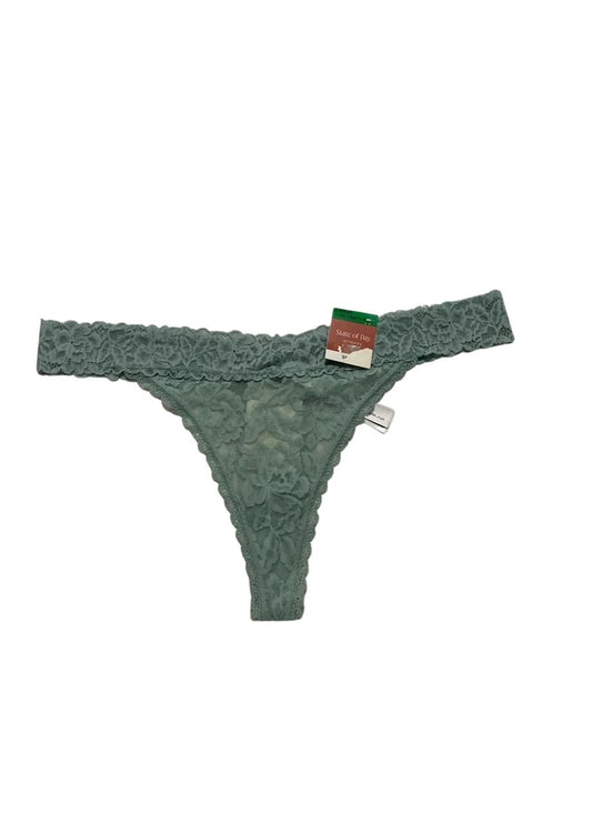 STATE OF DAY Cotton Blend Lace-Trim Thong Underwear GREEN L