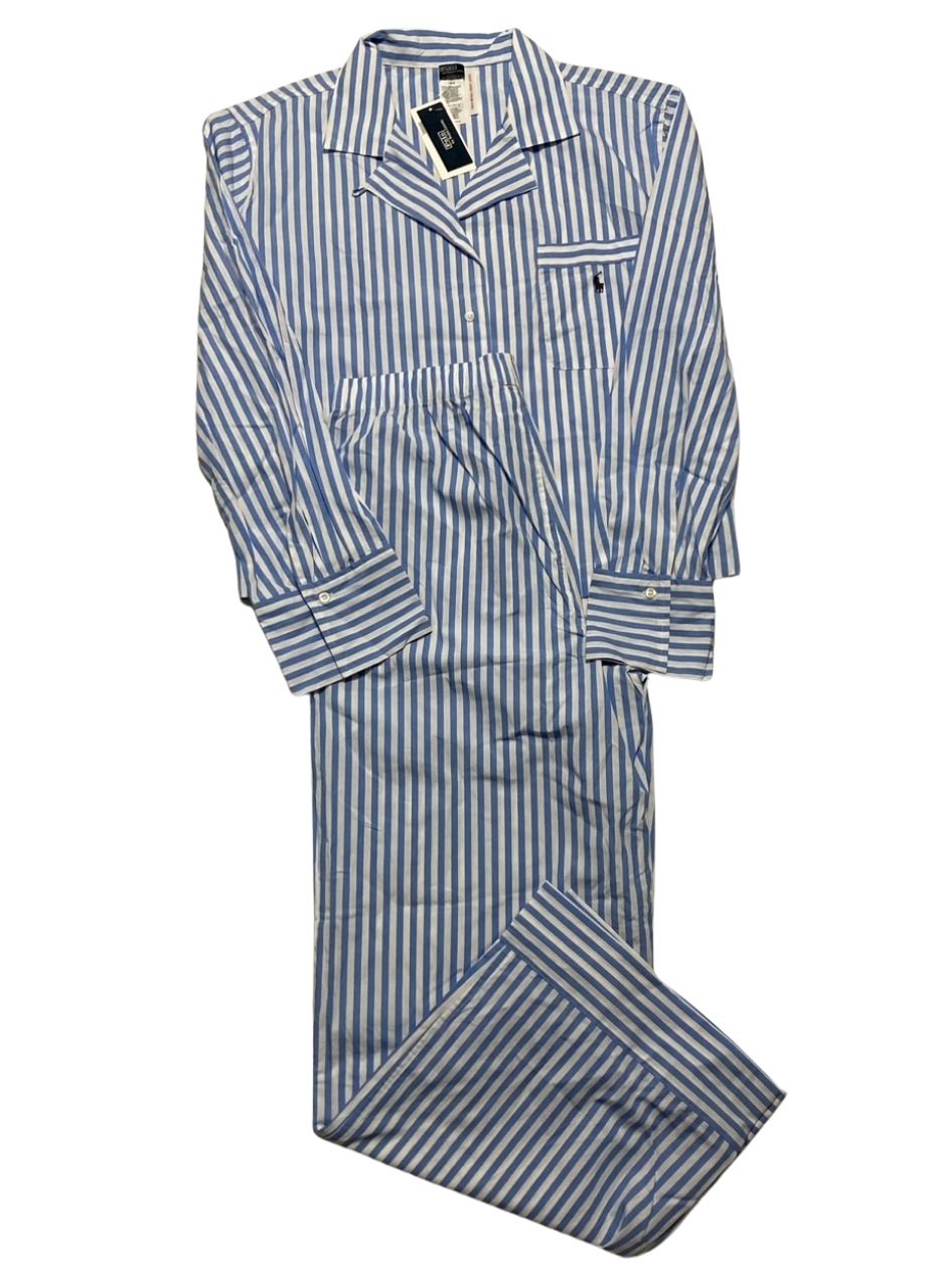 POLO RALPH LAUREN Long-Sleeve Poplin Pajama Set BLUE L