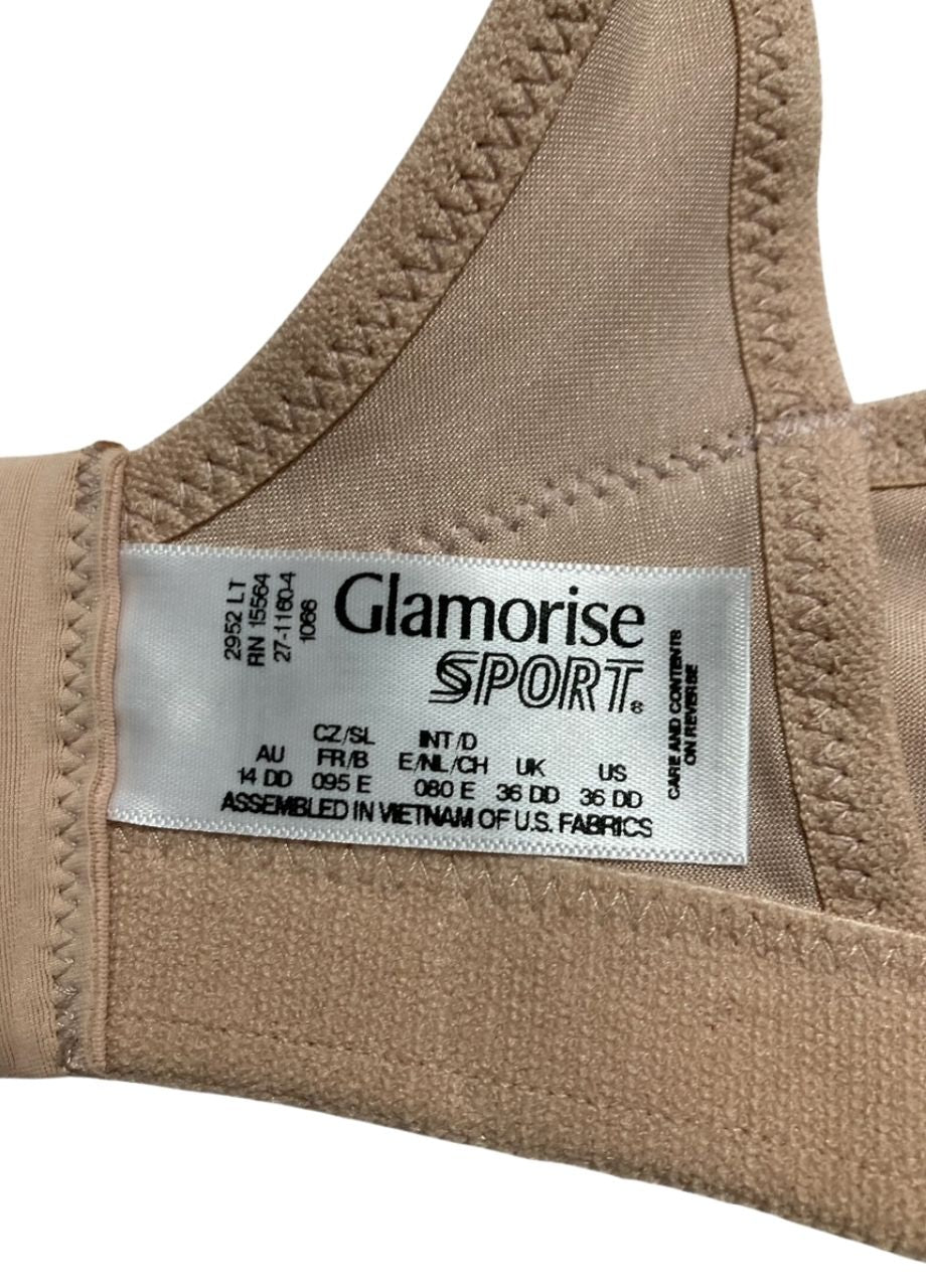 GLAMORISE Full Figure Plus Size No-Bounce Camisole Sports Bra Wirefree CAFE 36DD