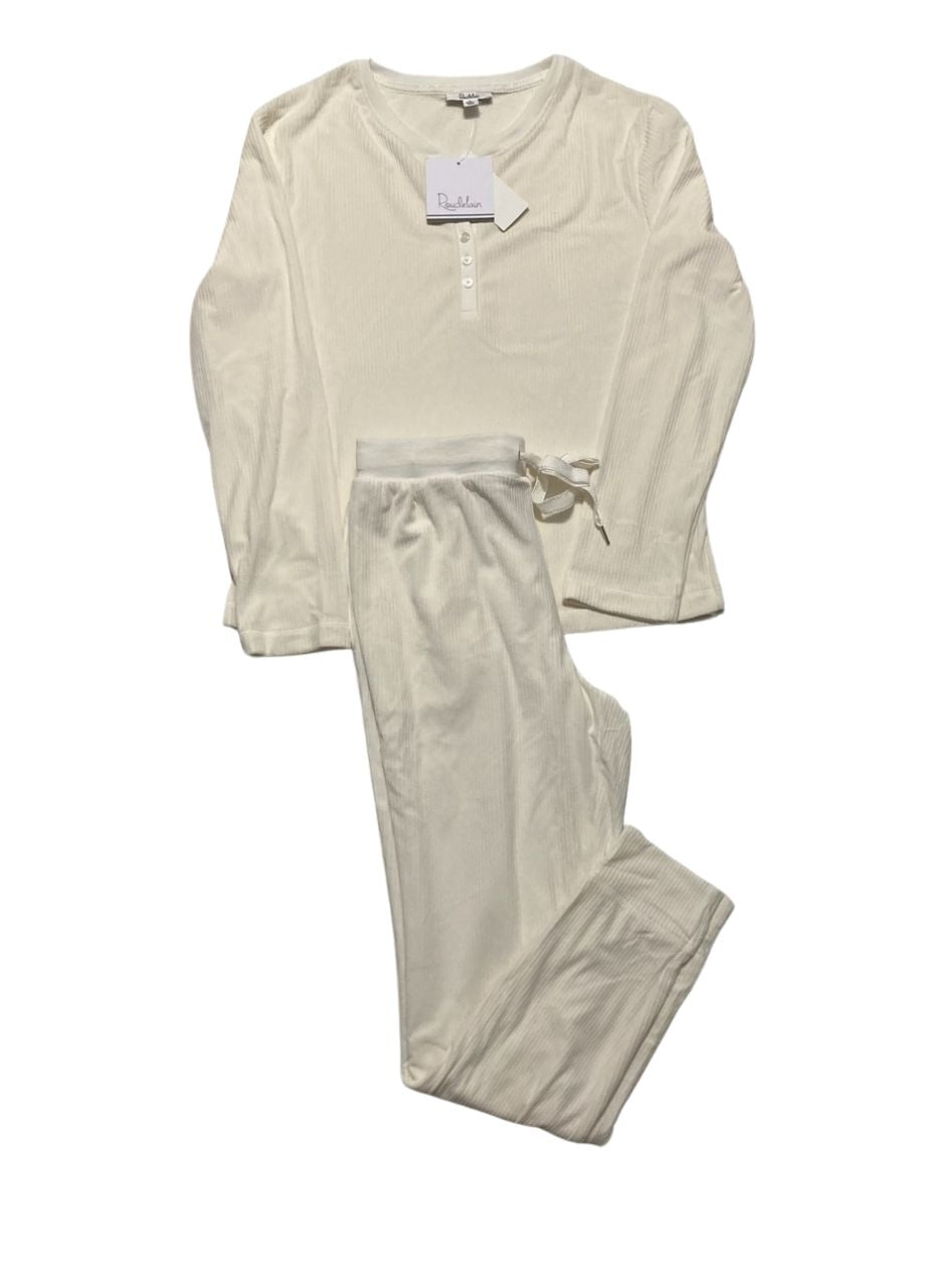 ROUDELAIN 2 PC Lounge Pajama Set WHITE S