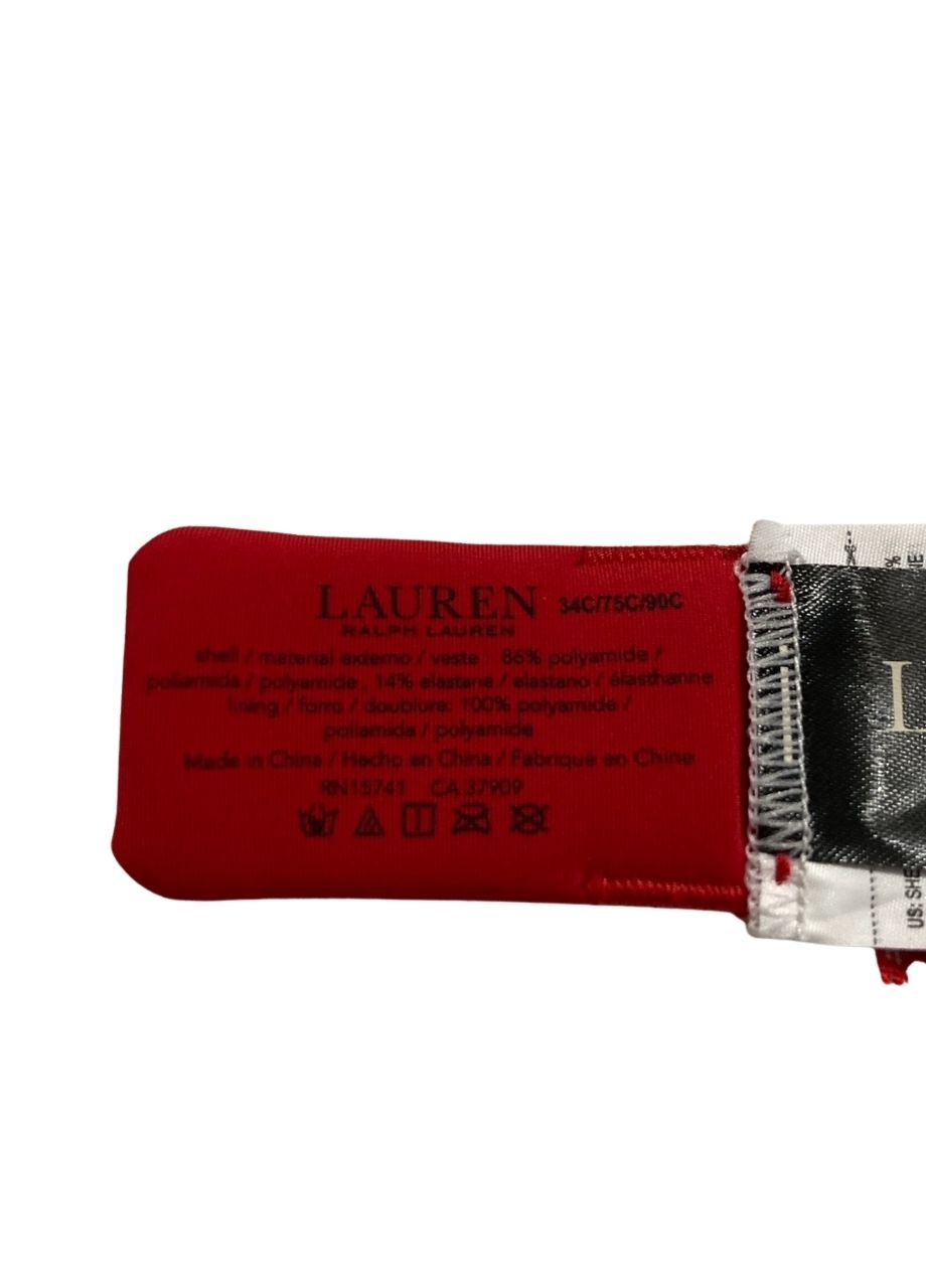 RALPH LAUREN Unlined Lace Full Coverage Bra RED 34C