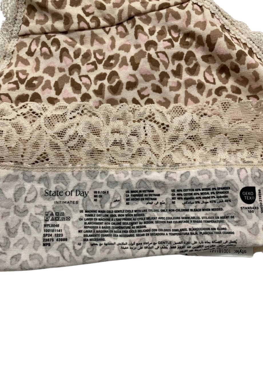 STATE OF DAY Cotton Blend Lace-Trim Hipster Underwear LEOPARD S