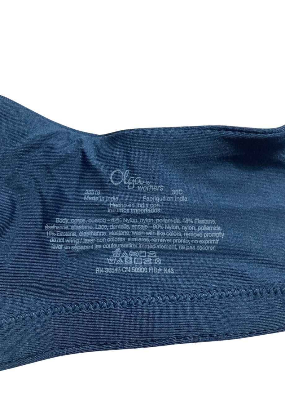 OLGA Sheer Leaves Minimizer Bra DEEP TEAL 36C