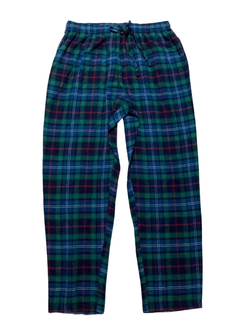 FAMILY PJS Matching Men's Cotton Plaid Notched Pajamas Set NAVY BLUE L