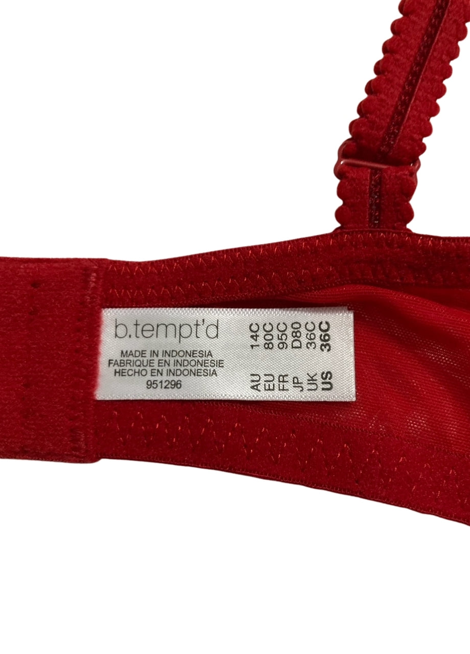 B.TEMPT´D Lace Demi Contour Underwire Bra RED 36C