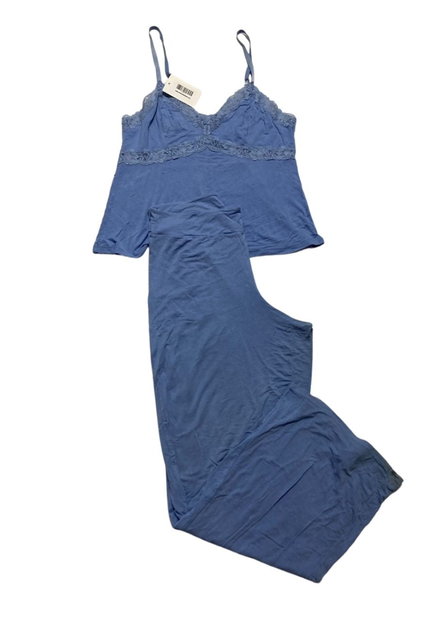 NWD I.N.C Lace-Trim Knit Tank & Pajama Pants Set BLUE S