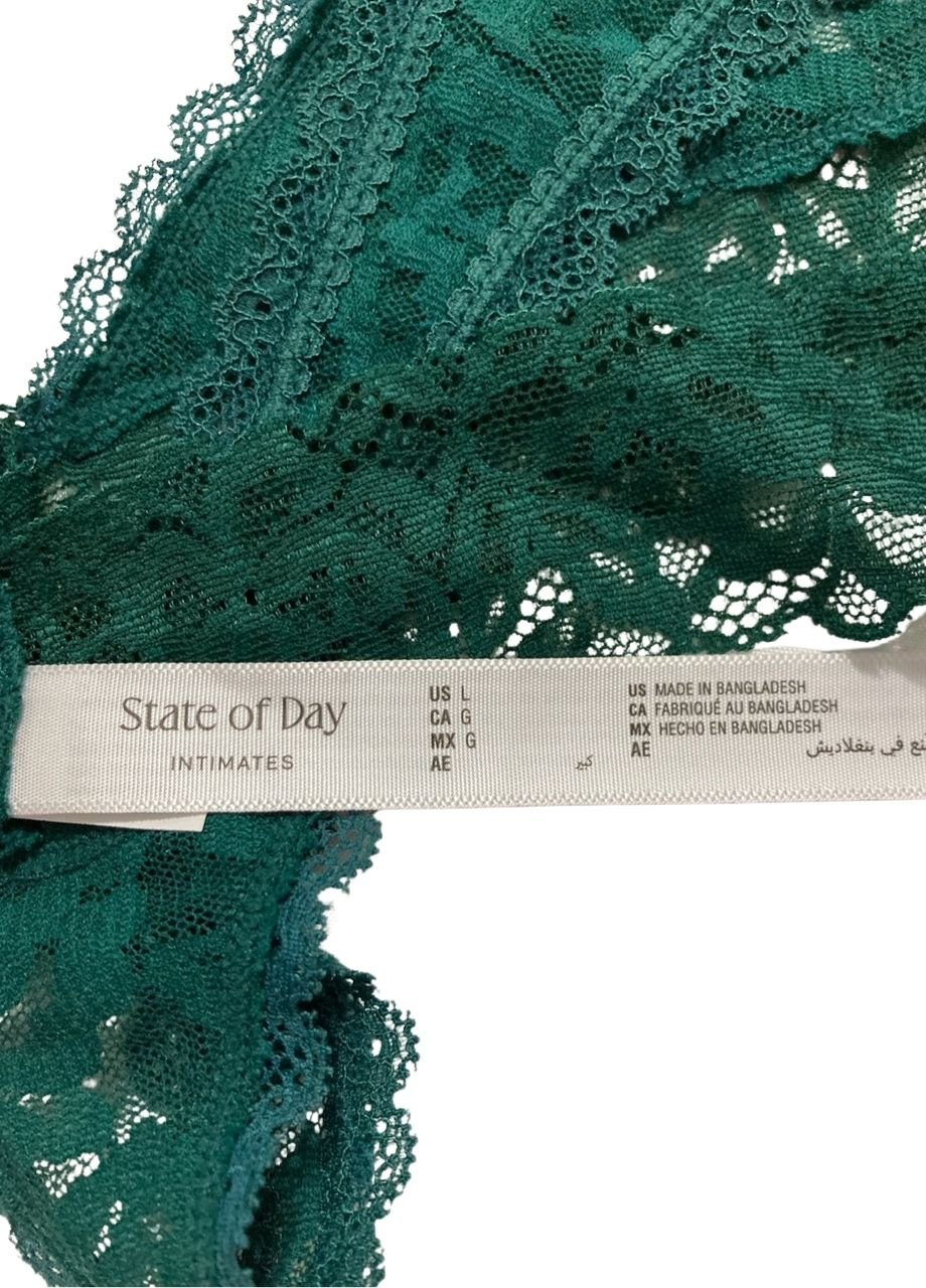 STATE OF DAY Lace Thong Underwear GREEN L