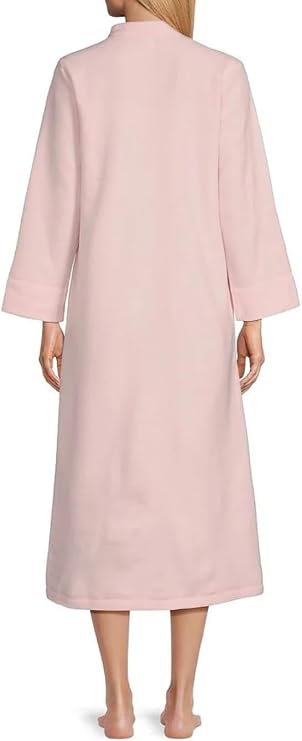 MISS ELAINE Long Robe with Pockets and Zipper PINK L