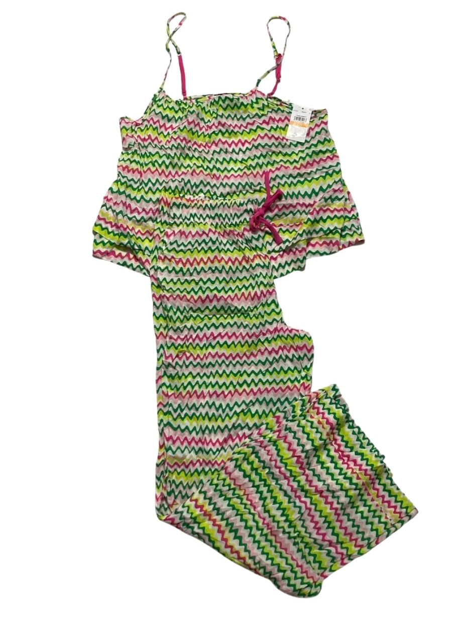 SANCTUARY 2-Pc. Printed Ruffled Pajamas Set GREEN S