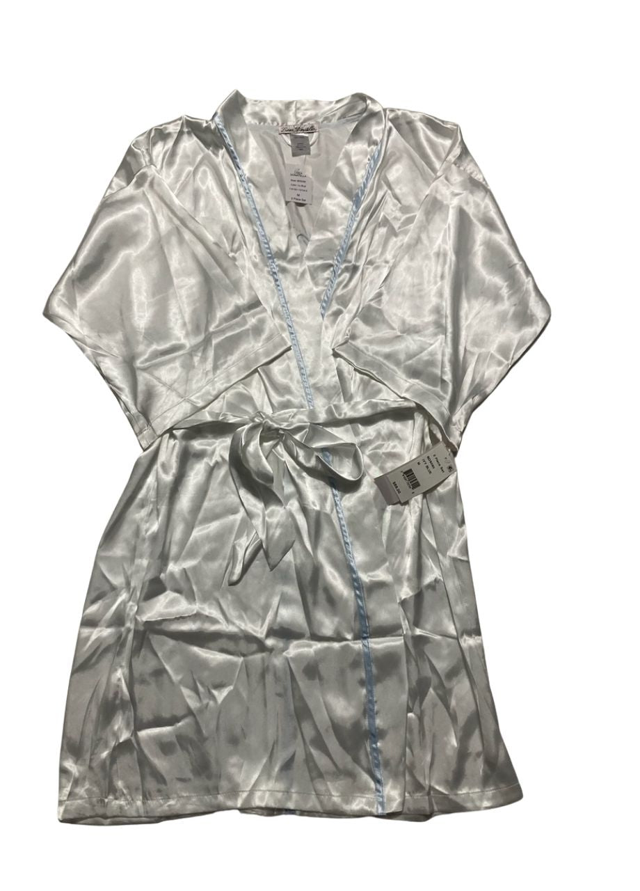 LINEA DONATELLA Satin Wrap Bridal Robe, Chemise Nightgown Set IVY BLUE M