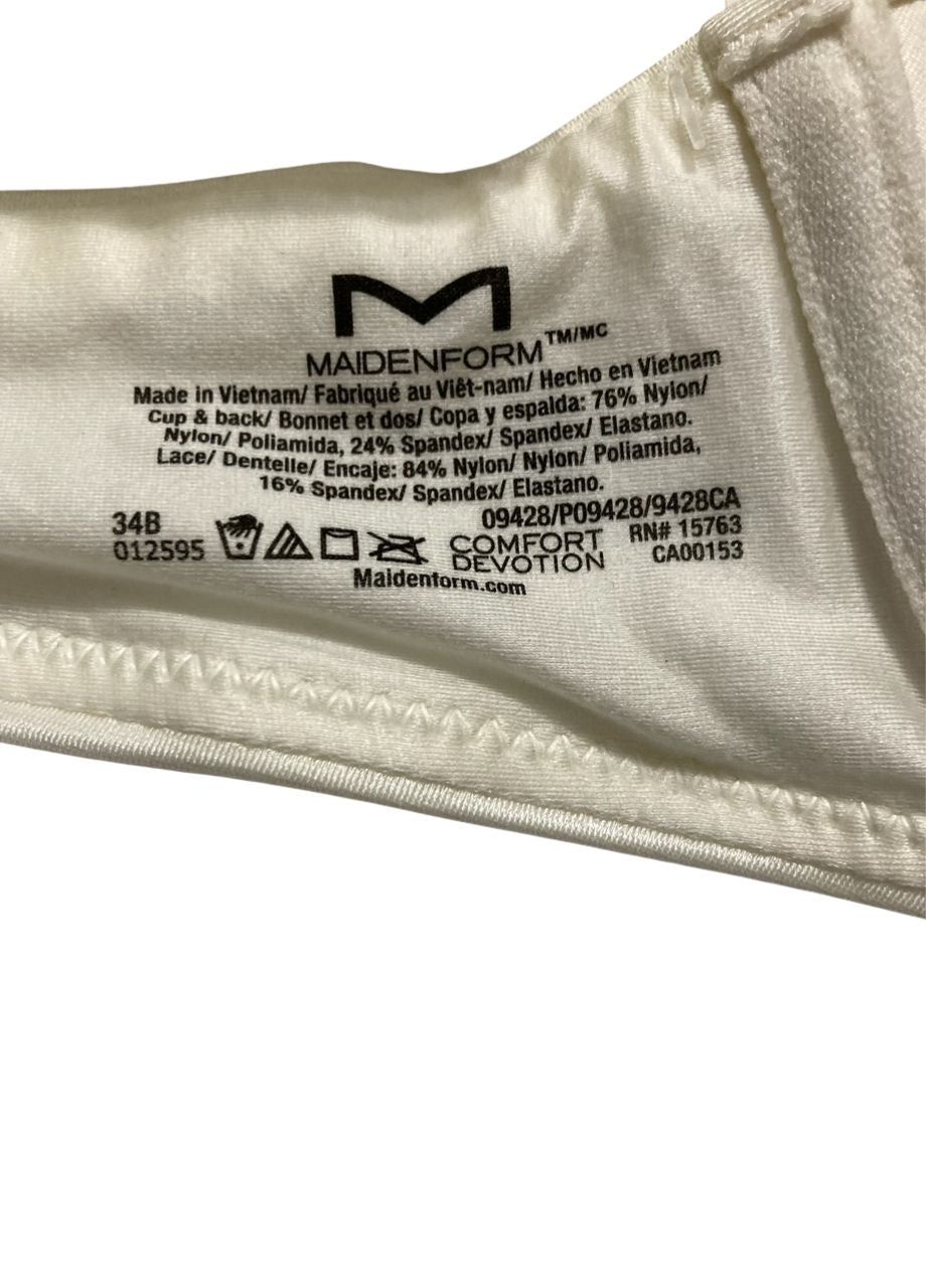 NWD MAIDENFORM One Fabulous Fit Lace Trim Bra PEARL 34B
