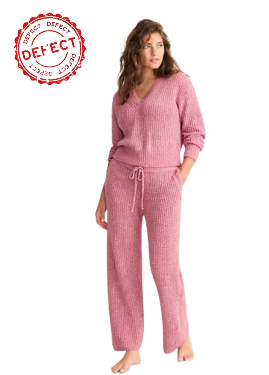 STATE OF DAY Soft Rib-Knit Pajama Set PINK M