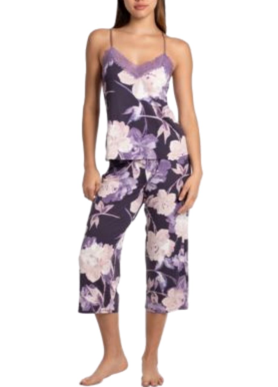 LINEA DONATELLA 2-Pc. Cropped Knit Pajamas Set VIOLET