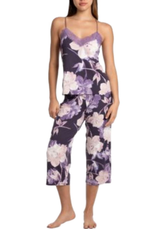 LINEA DONATELLA 2-Pc. Cropped Knit Pajamas Set VIOLET
