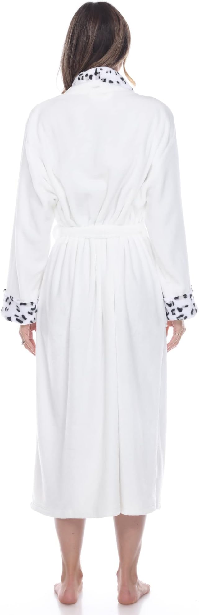 WHITE MARK Long Cozy Loungewear Belted Robe WHITE