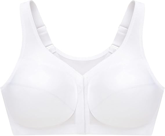 GLAMORISE Plus Size MagicLift Front-Closure Posture Back Bra Wirefree WHITE 52D