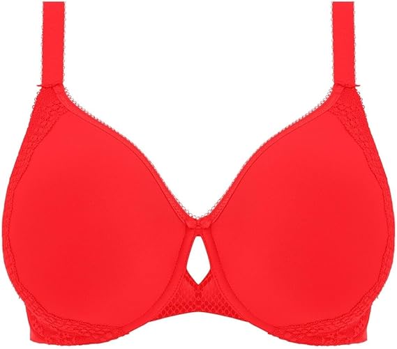 ELOMI Charley Bandless T-Shirt Floral Lace Breathable Spacer Fabric RED 36G