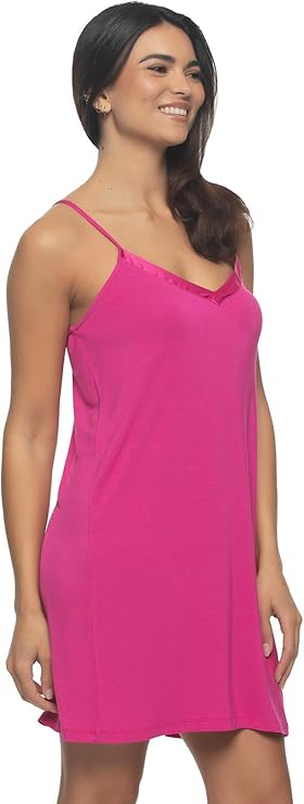 FELINA Elysees Rich Satin Chemise Slip Dress Nightgowns PINK S