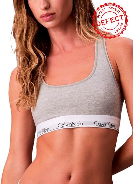 NWD CALVIN KLEIN Icon Cotton Modal Unlined Bralette GREY HEATHER L