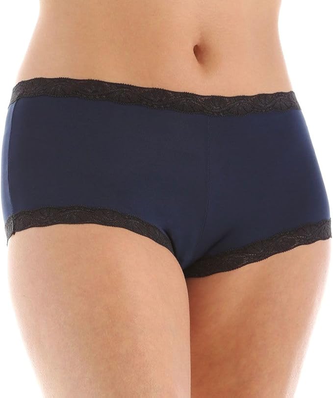 MAIDENFORM One Fab Fit Boyshorts, Low-Rise Fit Microfiber NAVY L