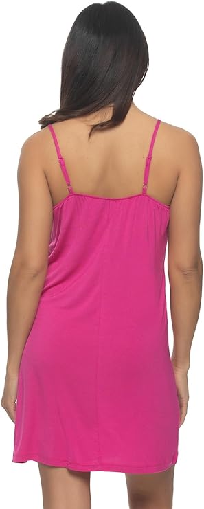 FELINA Elysees Rich Satin Chemise Slip Dress Nightgowns PINK S