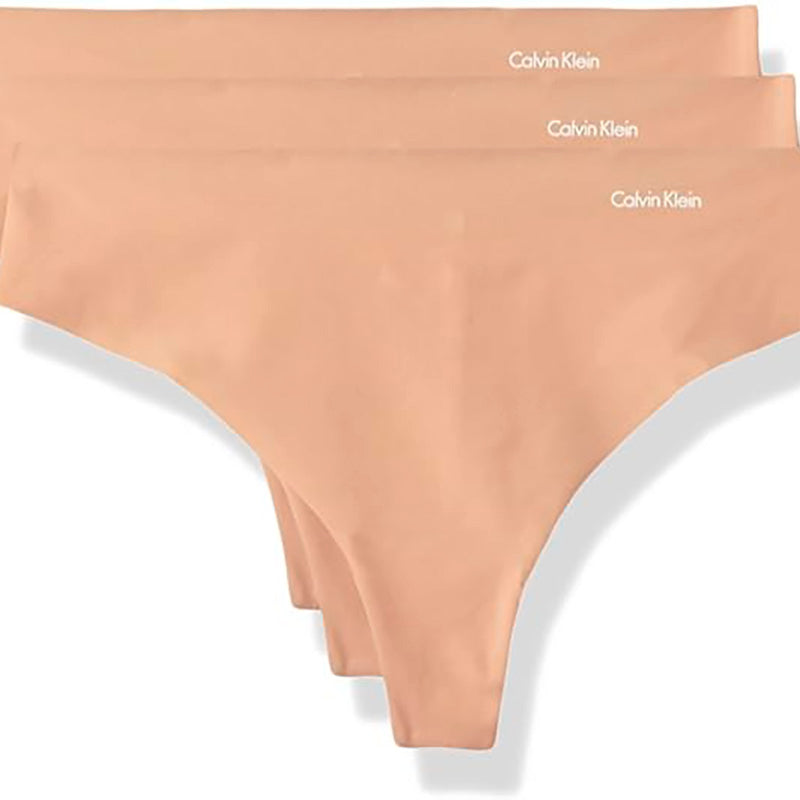 Calvin Klein Invisibles Seamless Thong Panties 3 Pack Light Caramel 3 Pack S