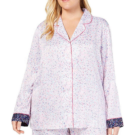Charter Club Notch-Collar Only Pajama Top White 1X