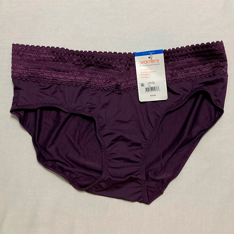 Warner's Women's No Pinching Microfiber Hipster Purple Fig XL