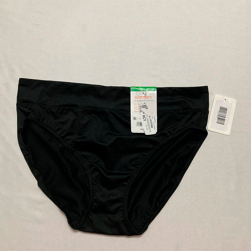 Warner's Dig-Free Comfort Waist Microfiber Hi-Cut Black L