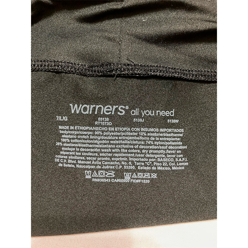 Warner's Dig-Free Comfort Waist Microfiber Hi-Cut Black L