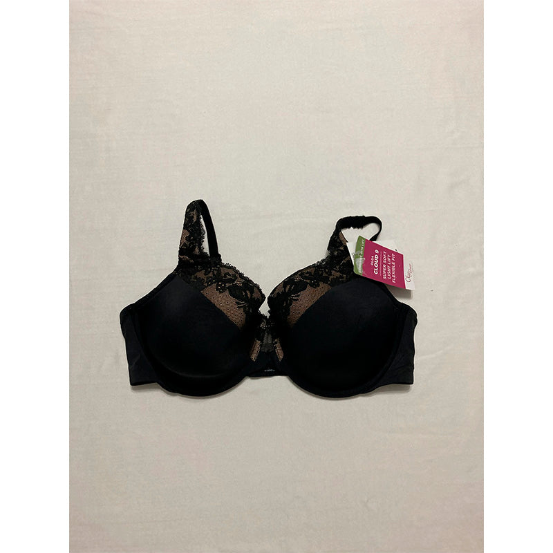 Olga Women's Plus Size Cloud 9 Underwire Contour Bra with Lace, Black, 38C