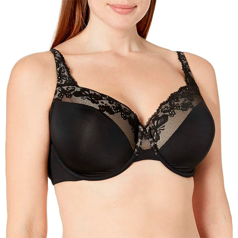 Olga Women's Plus Size Cloud 9 Underwire Contour Bra with Lace, Black, 38C