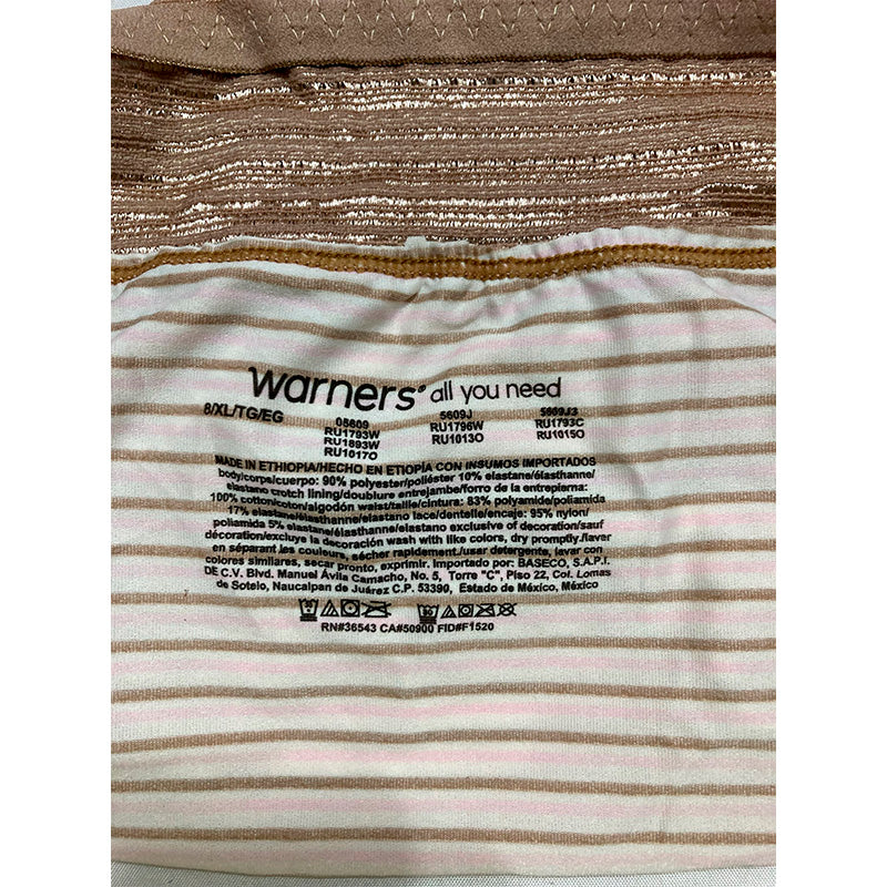 Warner's   Dig-Free  Microfiber Hipster Toasted Almond Stripe XL