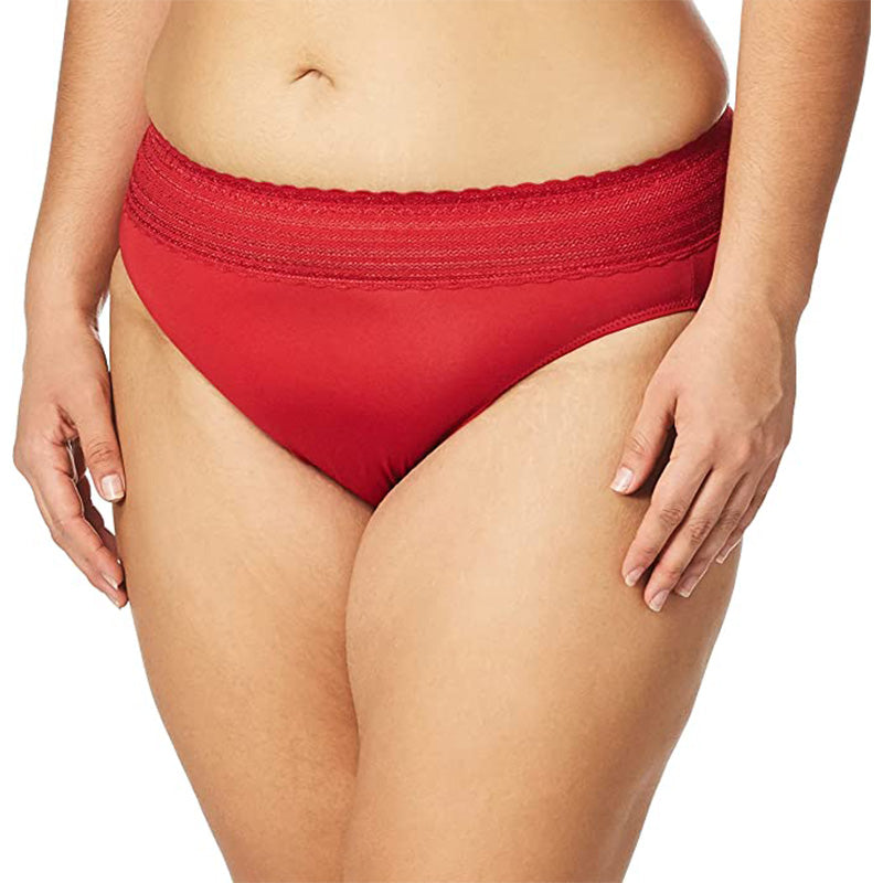 Warner's Dig-Free Comfort Waist with Lace Microfiber Classic red M
