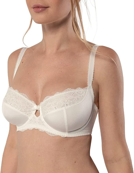 DORINA Lace Demi Bra, Full Cup Unlined Non Padded Underwire IVORY 36B