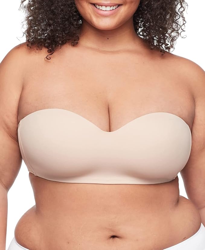 WARNER'S Easy Size Lightly Lined Wireless Strapless Bra TOASTED ALMOND XL