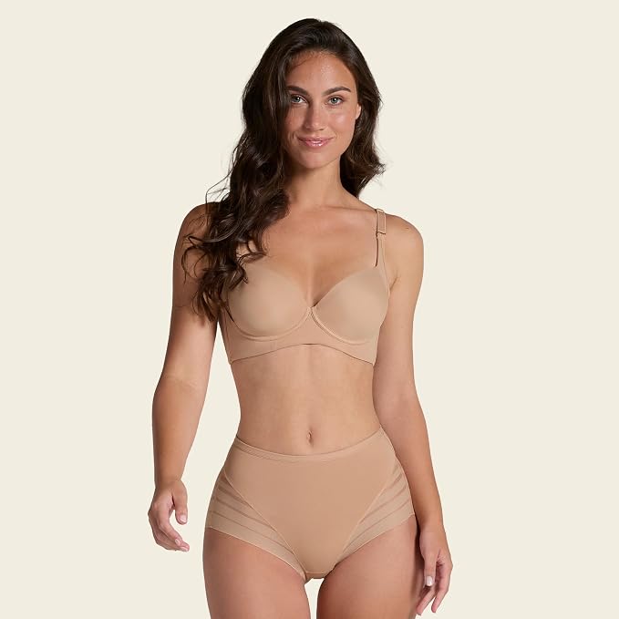 LEONISA High Waisted Invisible Tummy Control Shapewear GOLDEN BEIGE S
