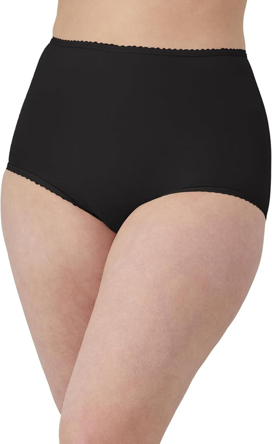 BALI Skimp Skamp Brief Underwear Panties Smoothing Stretch BLACK 4XL