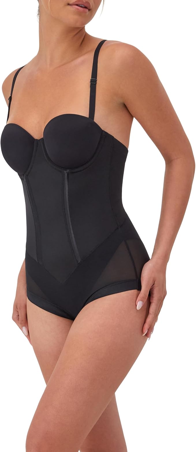 MAIDENFORM Shaper With Built-in Bra & Anti-static shapewear bodysuits BLACK 36D