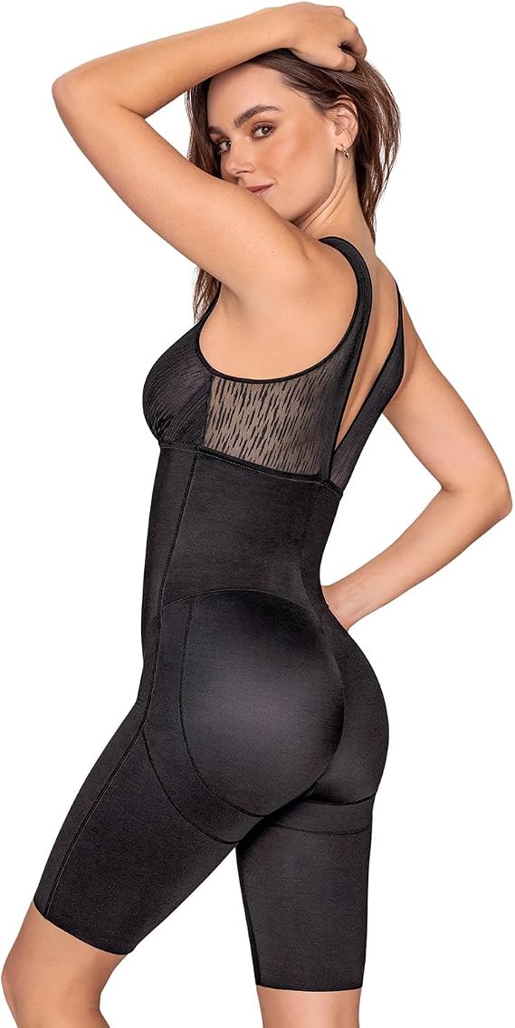 LEONISA Sculpting Mid-Thigh Body Shaper Tummy Control BLACK S