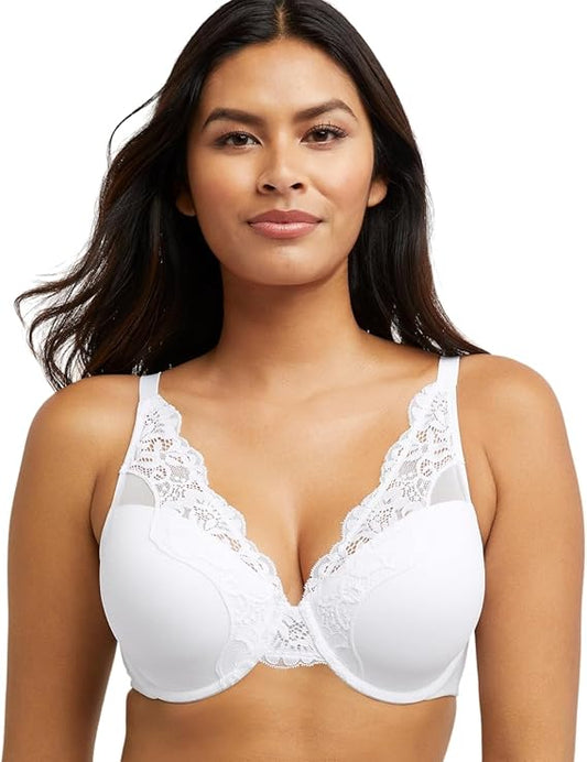 BALI Lace Underwire One Smooth U Comfort Stretch Full-Coverage Lace WHITE 42C
