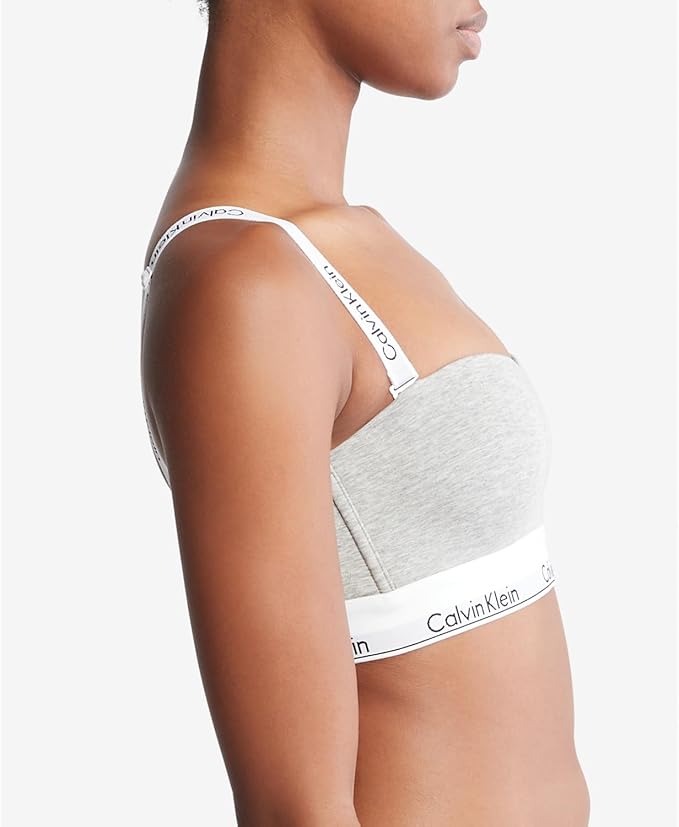 NWD CALVIN KLEIN Modern Cotton Lightly Lined Bandeau Bra GREY XS