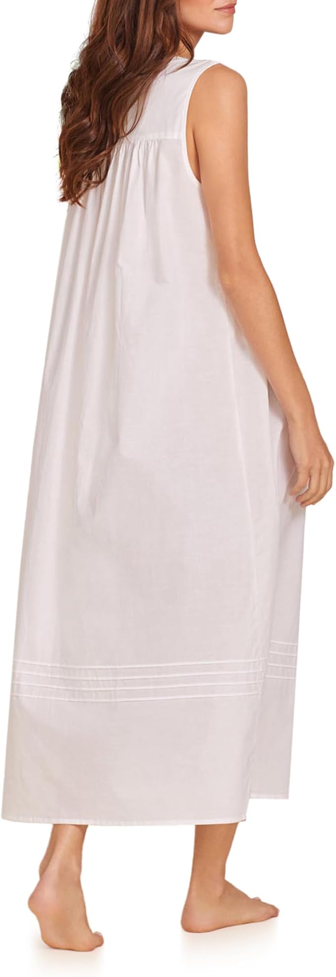 EILEEN WEST Cotton Lightweight Sleeveless Nightgown WHITE L