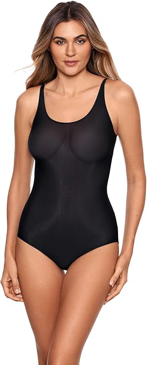 MIRACLESUIT Womens Comfy Curves Firm Control Bodysuit BLACK M