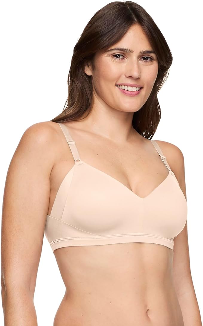 WARNER'S Underarm Back-Smoothing Comfort Wireless Lift T-Shirt BUTTERSCOTCH S